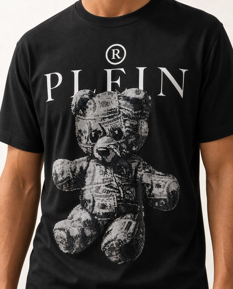 Czarny t-shirt z motywem misia - Image #4