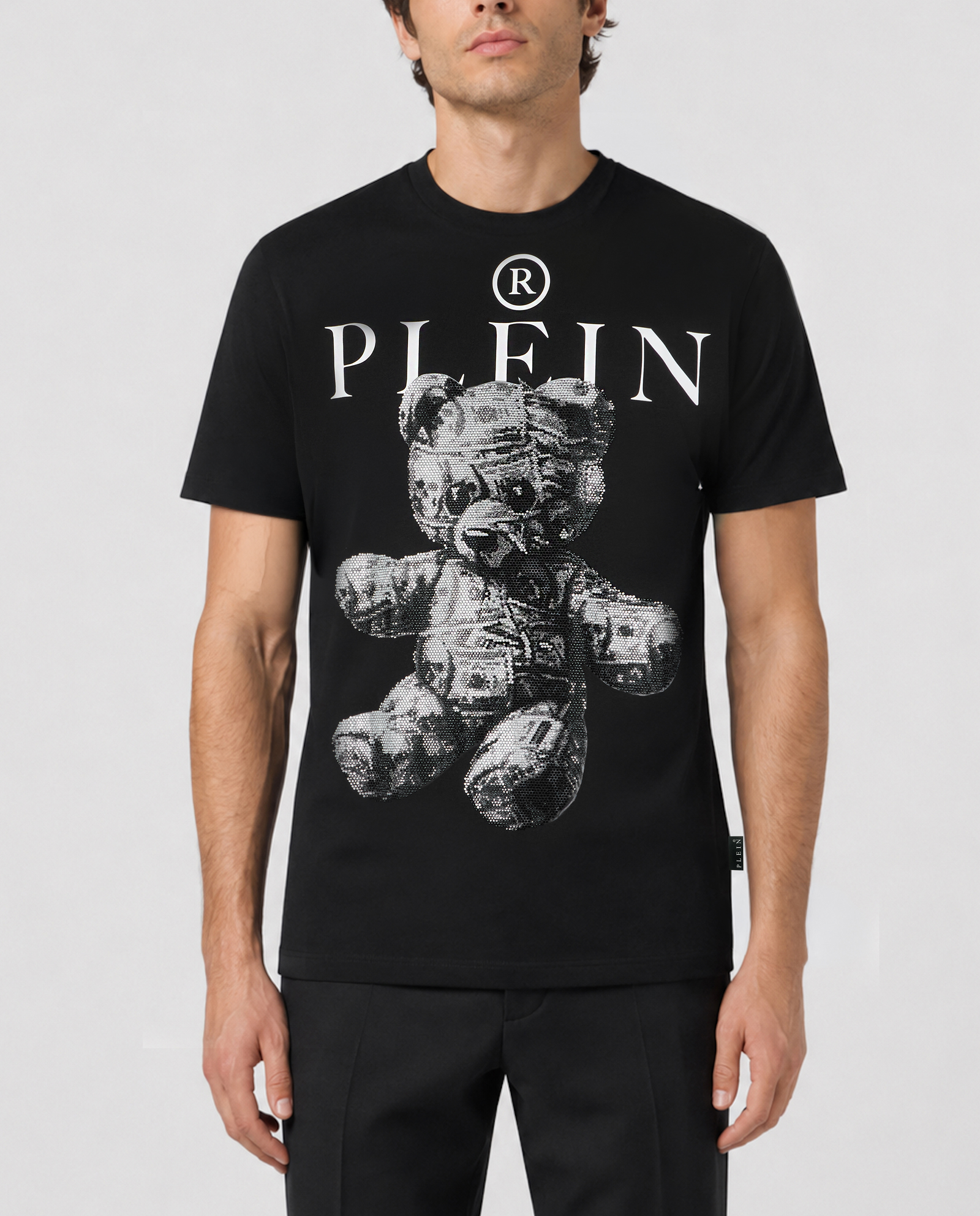 Czarny t-shirt z motywem misia - Image #1