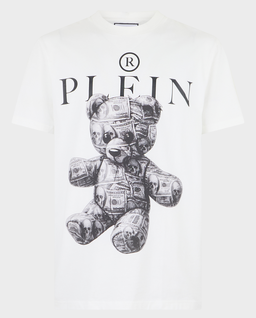 Biały t-shirt z motywem misia - Image #0