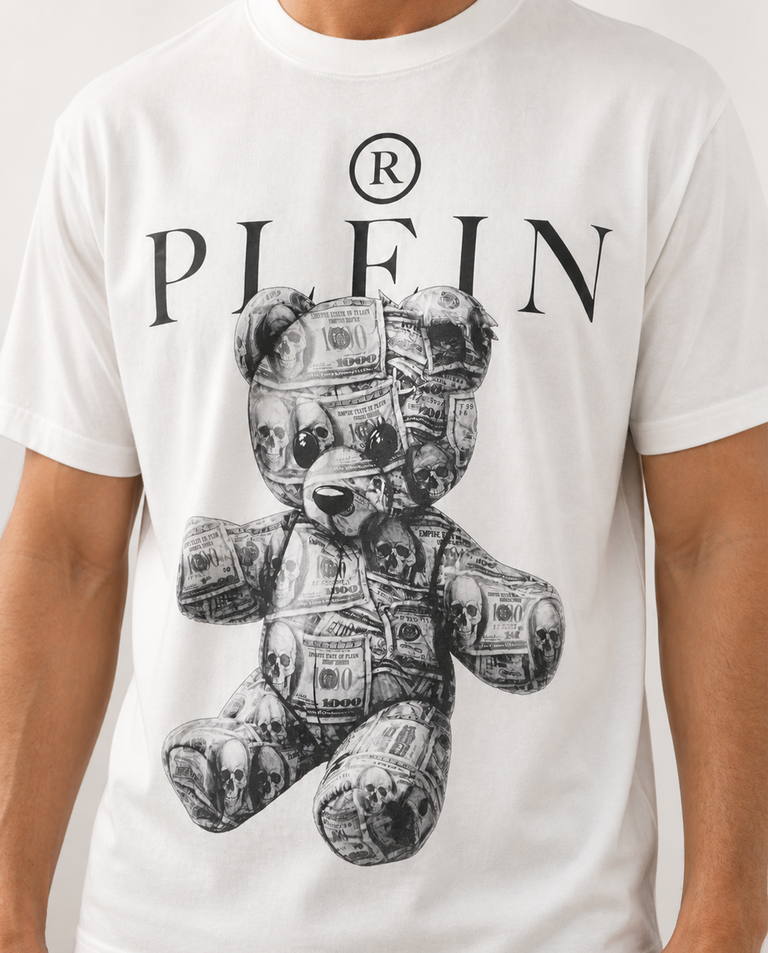 Biały t-shirt z motywem misia - Image #4