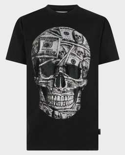 Czarny t-shirt z motywem czaszki - Image #0