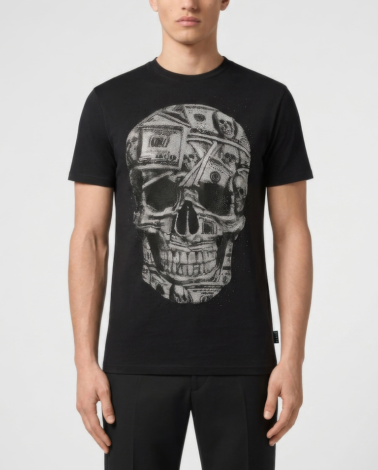 Czarny t-shirt z motywem czaszki