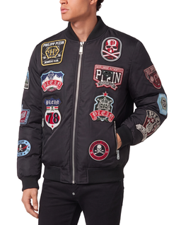 Czarna kurtka bomber z naszywkami - Image #1