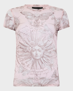 Różowy t-shirt z printem - Image #0