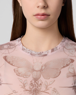 Różowy t-shirt z printem - Image #4