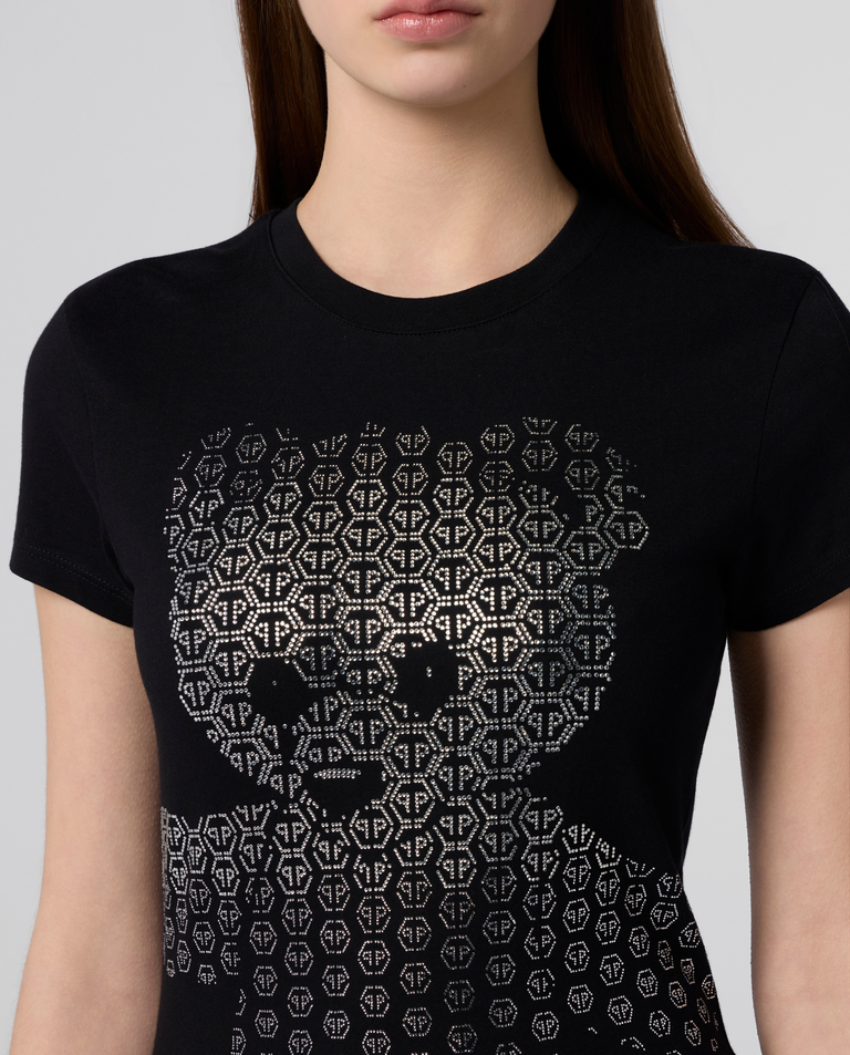 Czarny t-shirt z motywem misia - Image #4