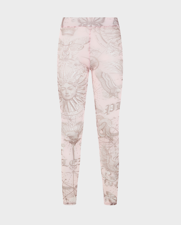 Różowe legginsy z printem