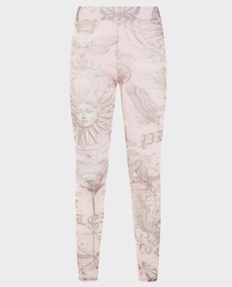 Różowe legginsy z printem