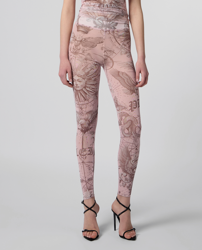 Różowe legginsy z printem