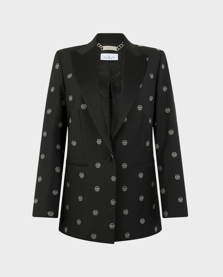 Czarna marynarka z monogramem Strass