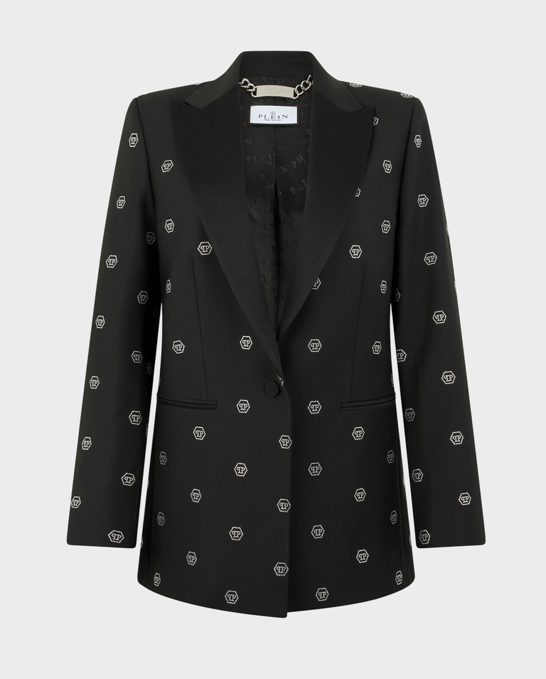 Czarna marynarka z monogramem Strass