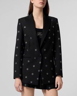 Czarna marynarka z monogramem Strass - Image #1