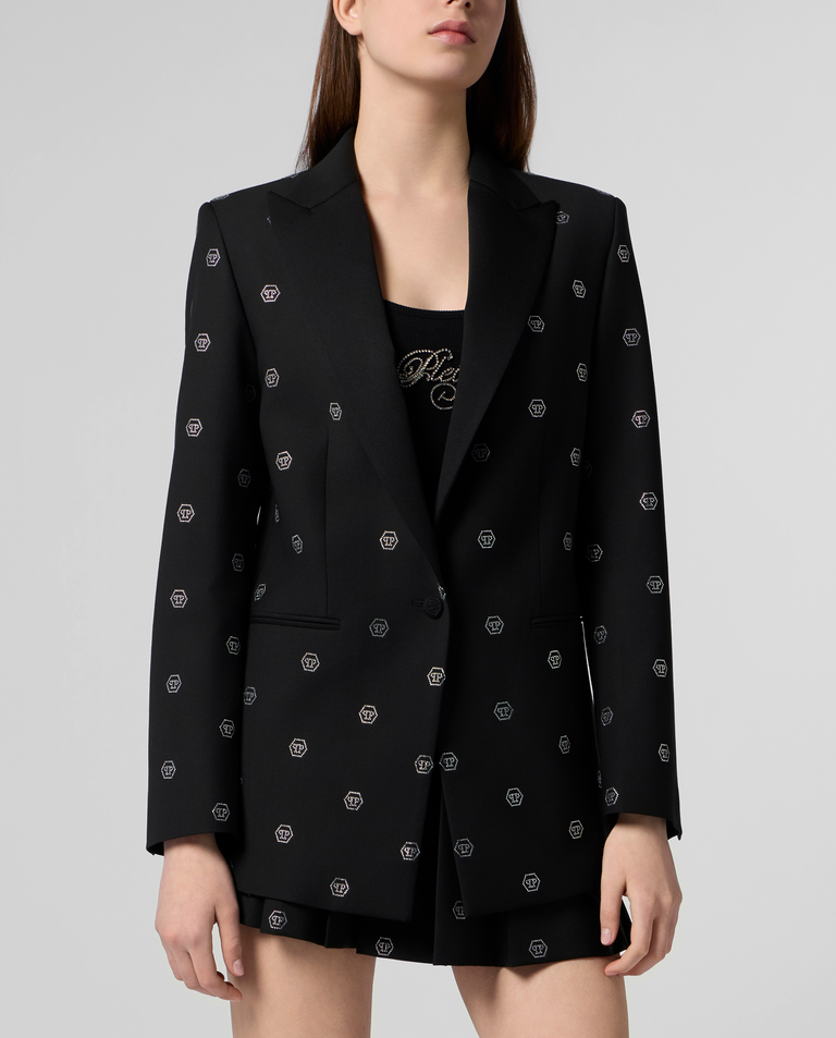 Czarna marynarka z monogramem Strass
