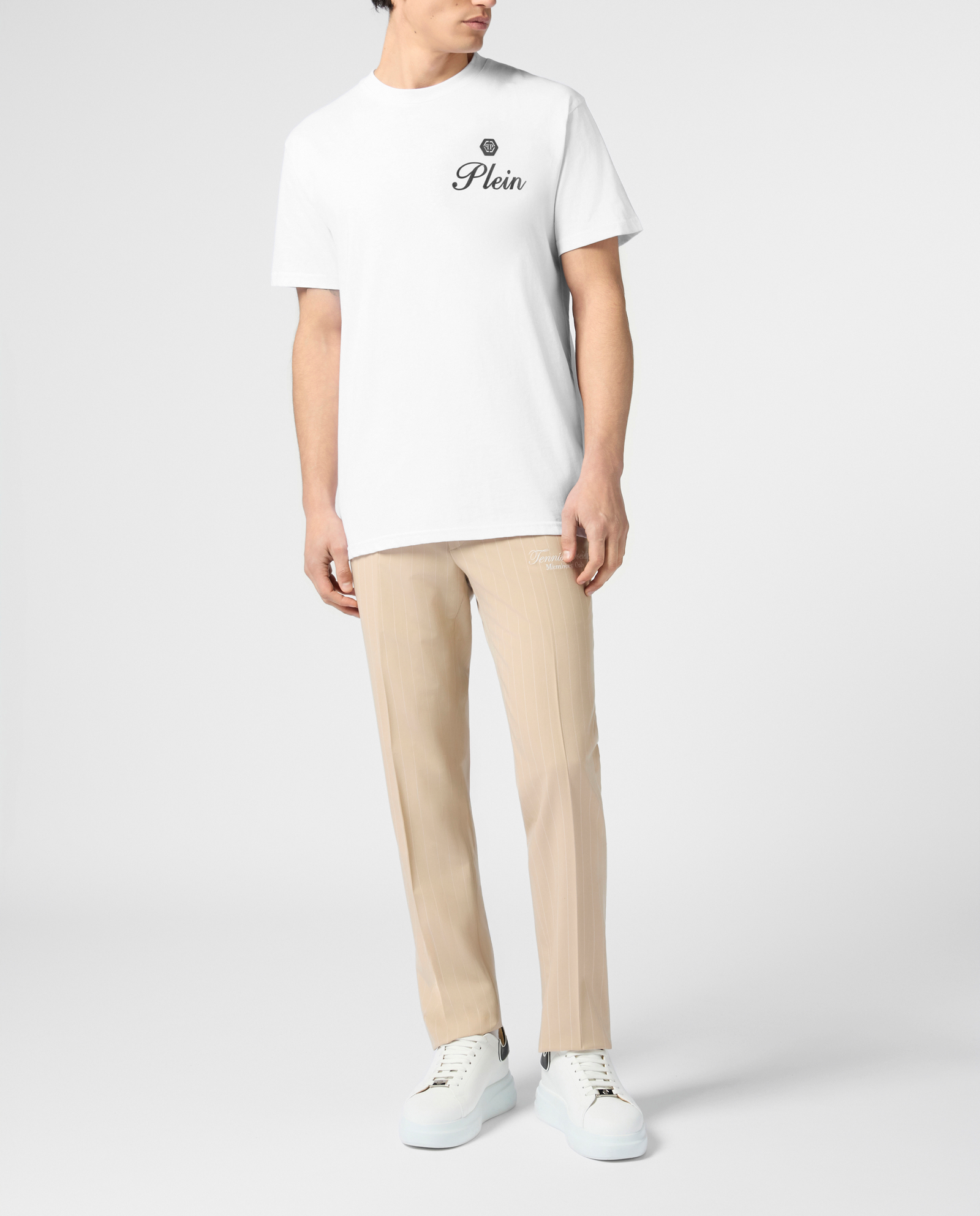 Biały t-shirt z okrągłym dekoltem - Image #3