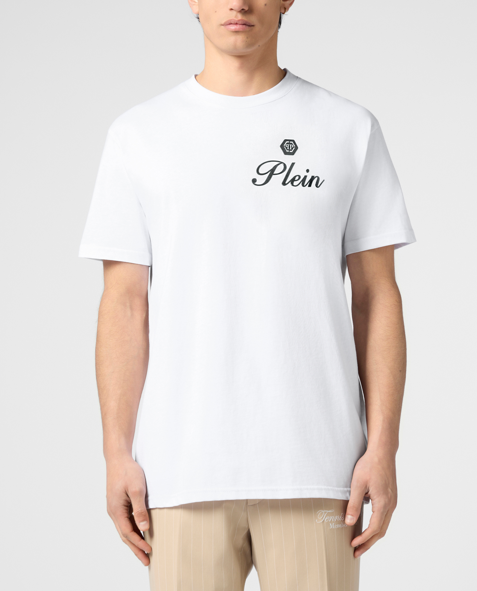 Biały t-shirt z okrągłym dekoltem - Image #1