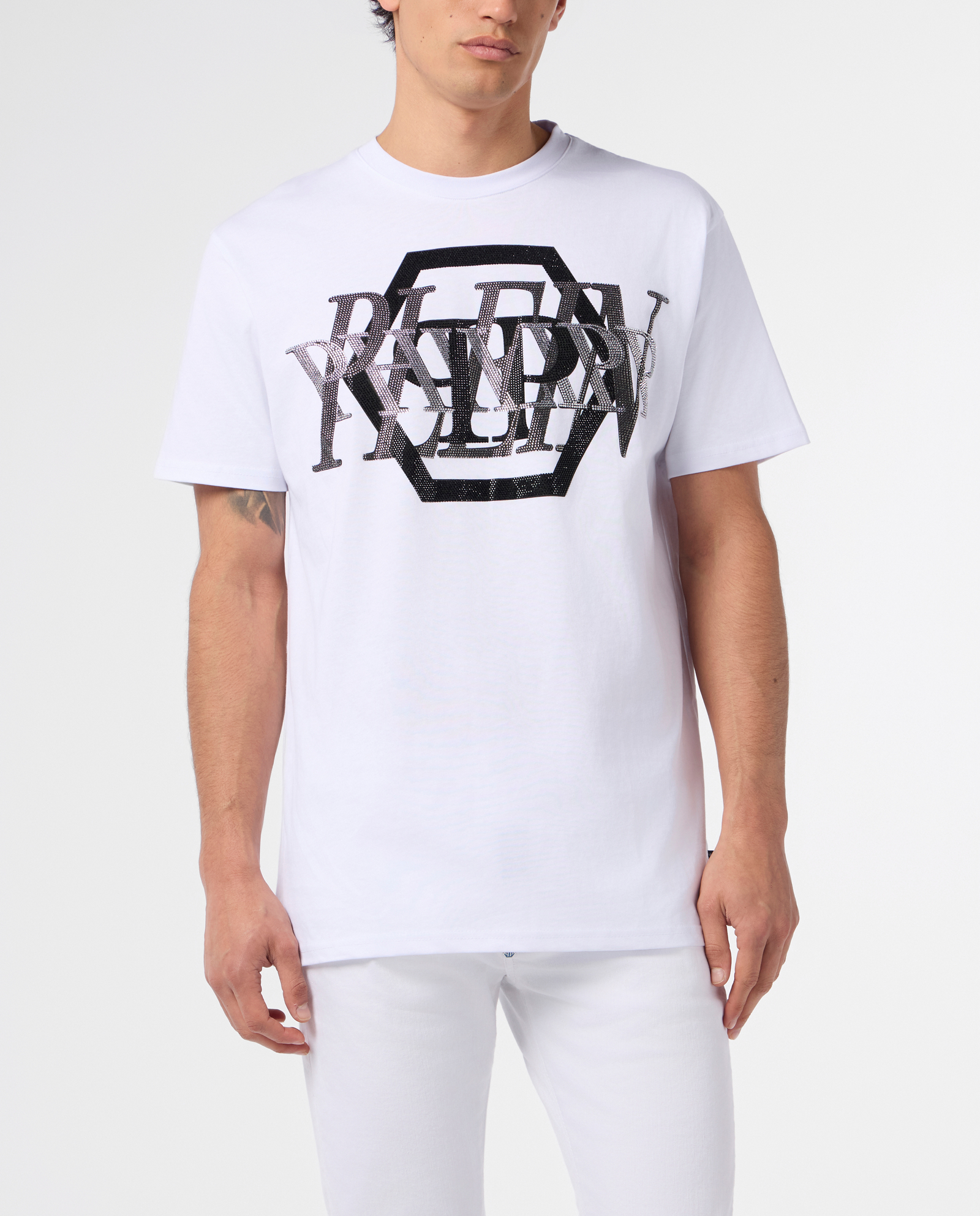 Biały t-shirt z logo PP - Image #1