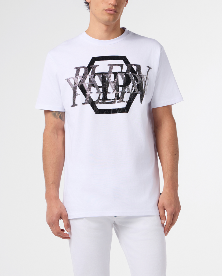 Biały t-shirt z logo PP