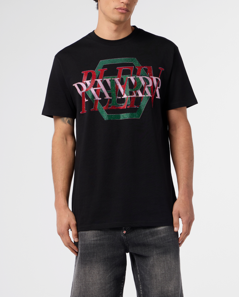 T-shirt z ozdobnym logo Hexagon Stones