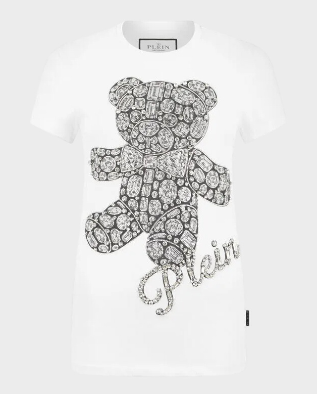 Biały t-shirt Teddy Crystal Pure Fit