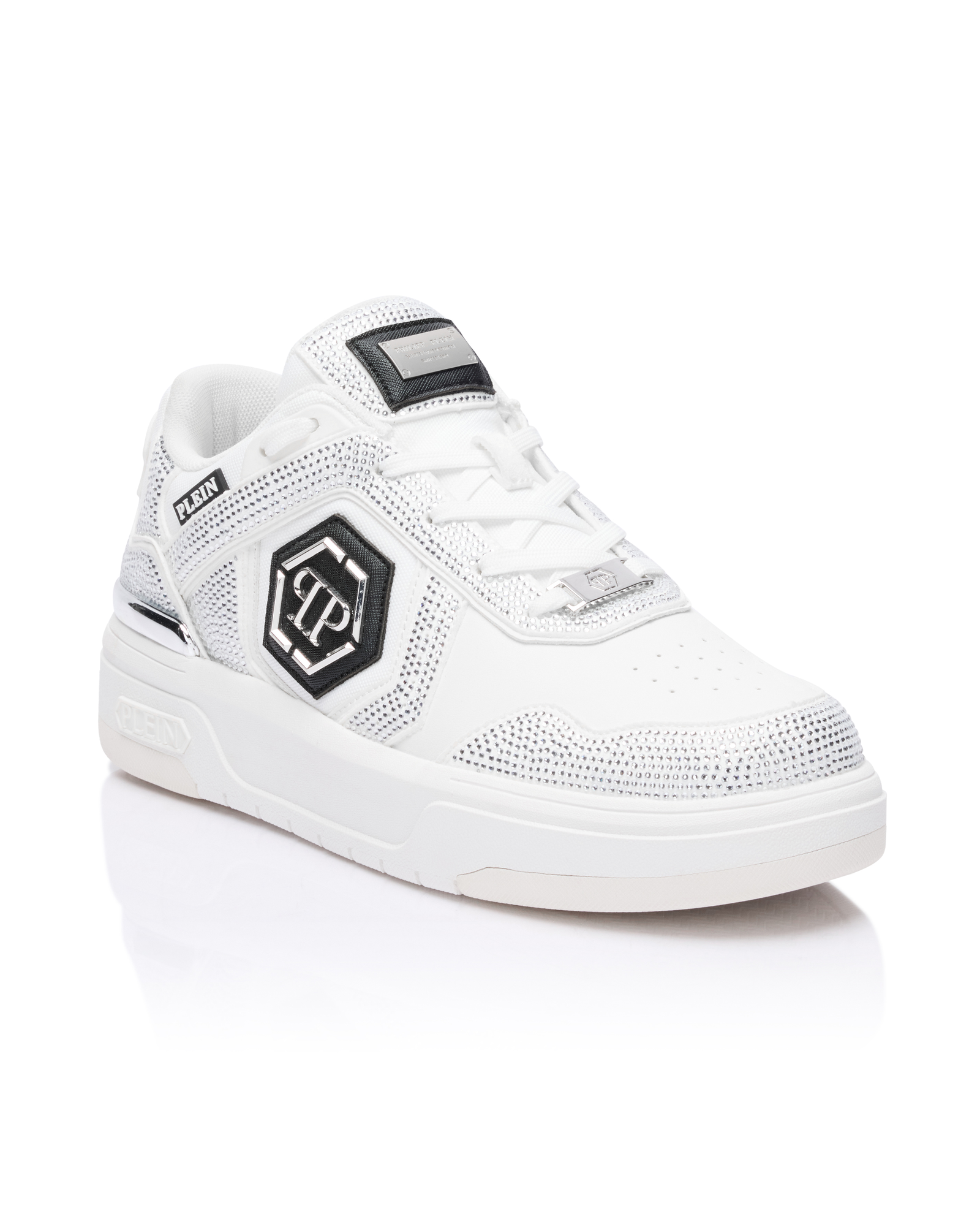 Białe sneakersy z kryształkami SK8R Strass - Image #1