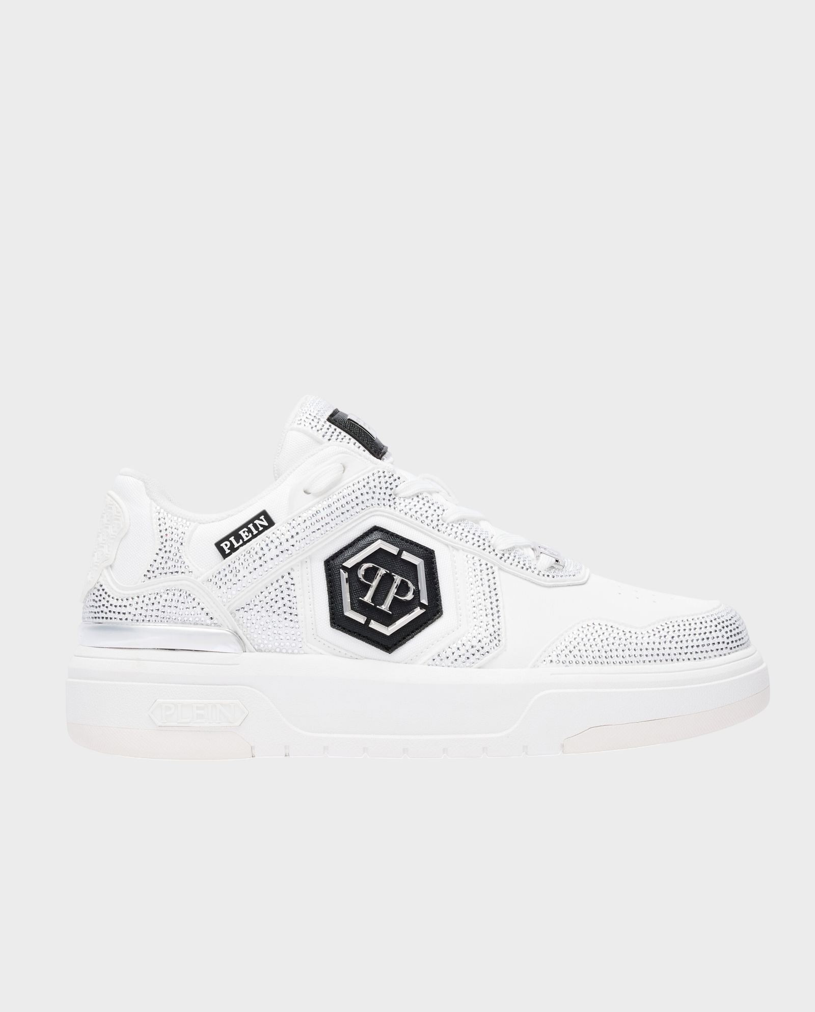Białe sneakersy z kryształkami SK8R Strass - Image #0