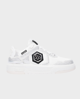 Białe sneakersy z kryształkami SK8R Strass - Image #0