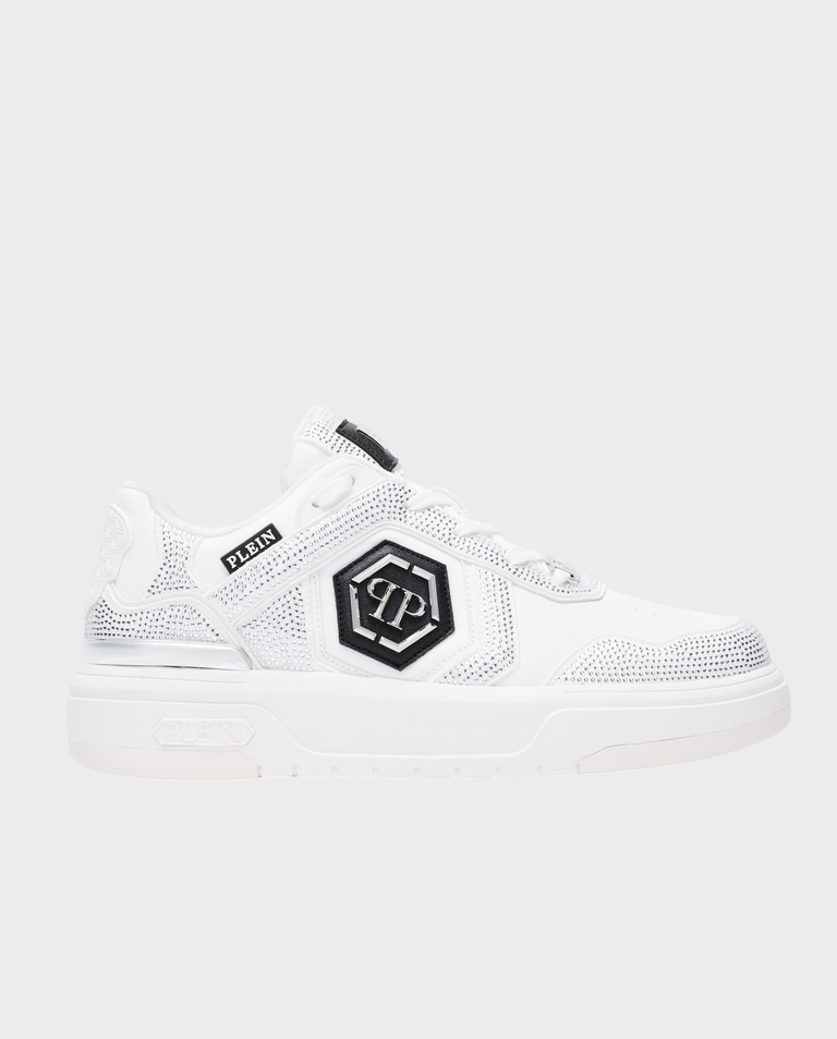 Białe sneakersy z kryształkami SK8R Strass