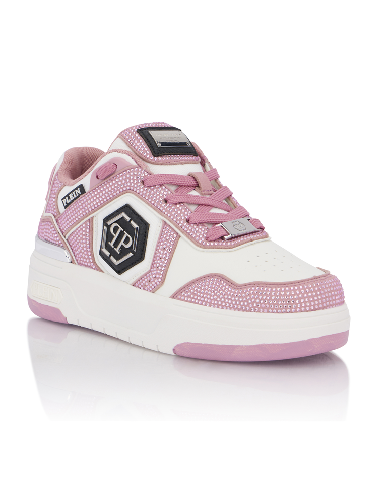 Różowe sneakersy z kryształkami SK8R Strass