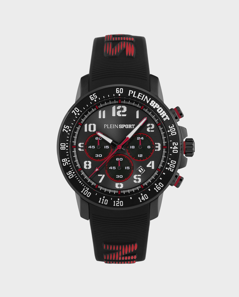 Czarny zegarek z czerwonymi detalami Chronorace