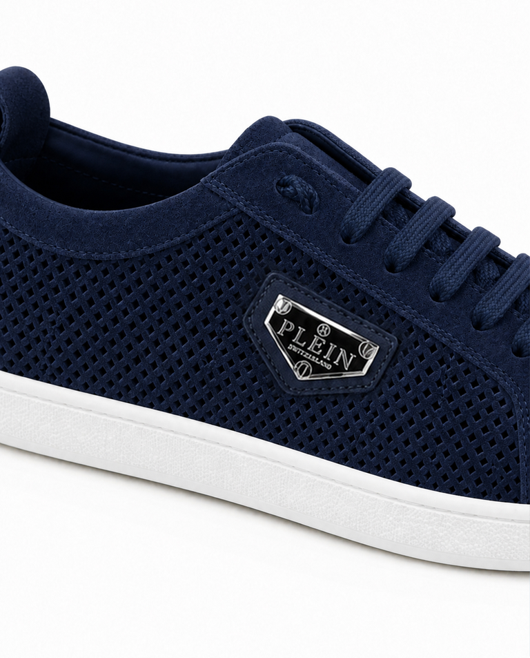 Granatowe sneakersy z zamszowymi detalami - Image #6