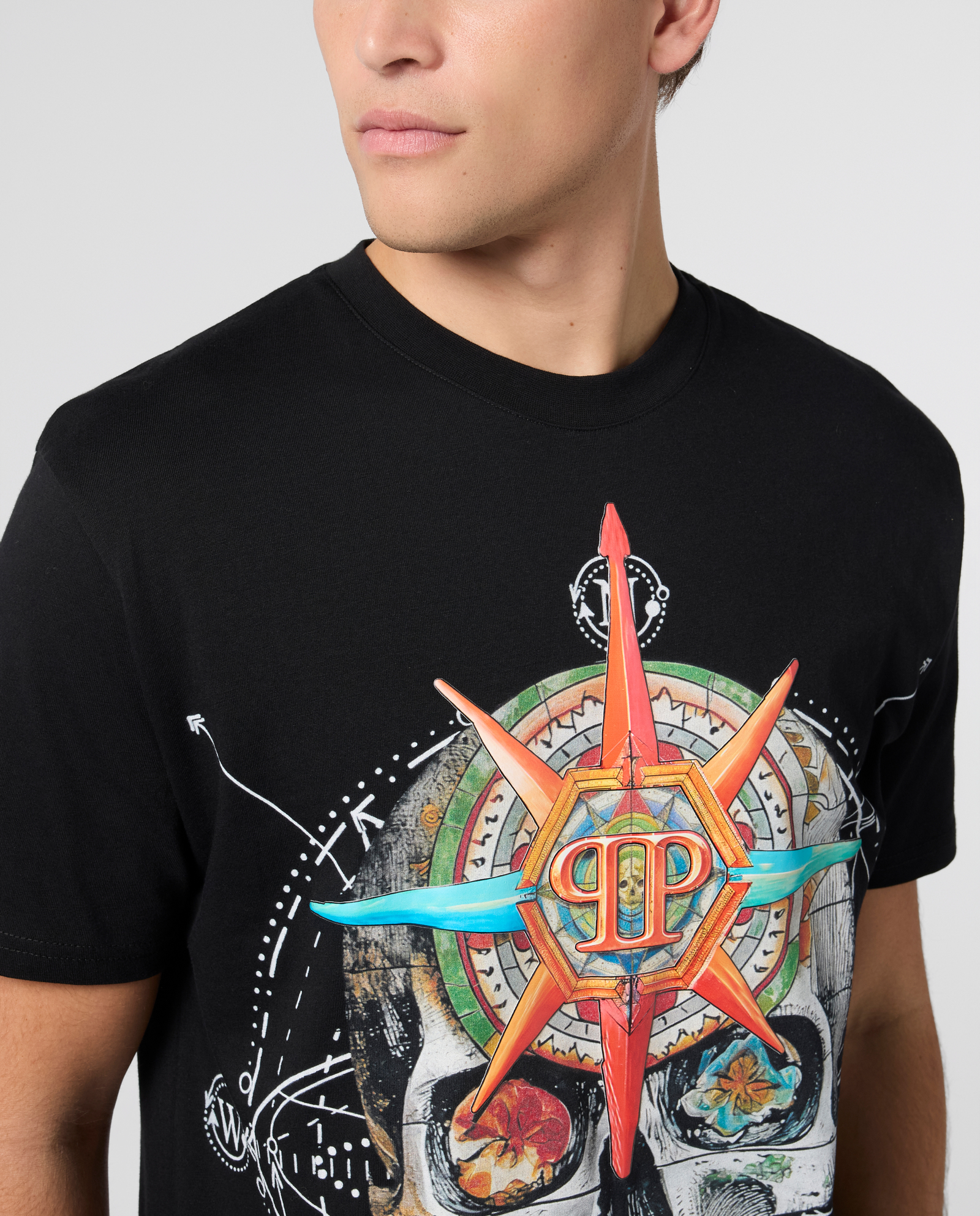 Czarny t-shirt Wind Rose Skull - Image #4