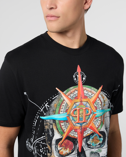 Czarny t-shirt Wind Rose Skull - Image #4