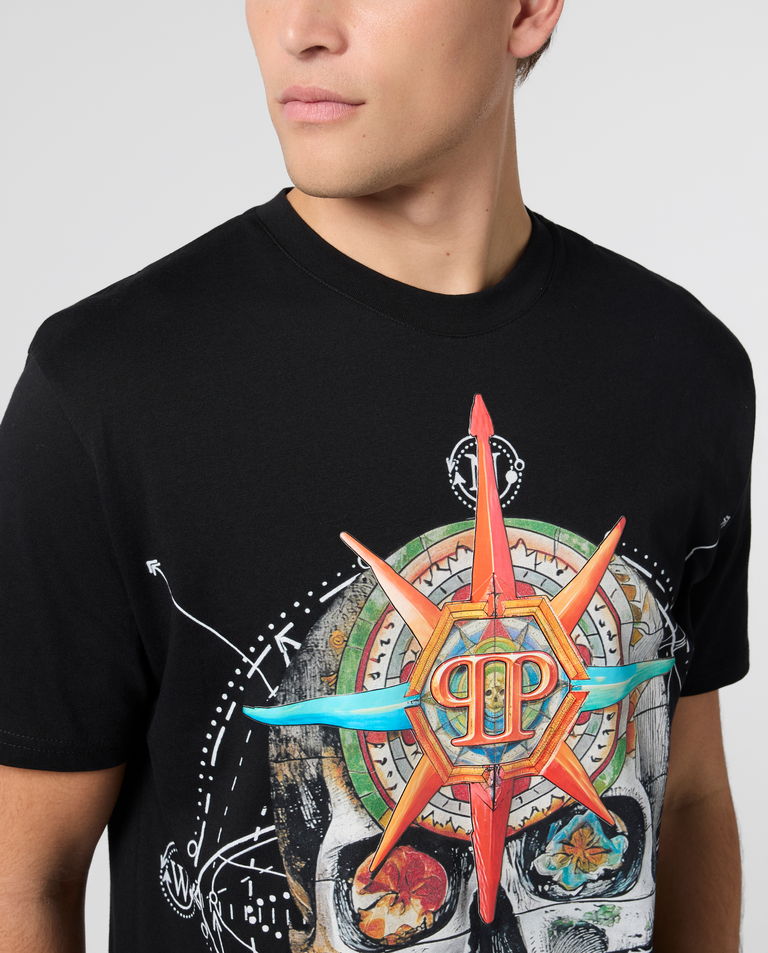 Czarny t-shirt Wind Rose Skull - Image #4