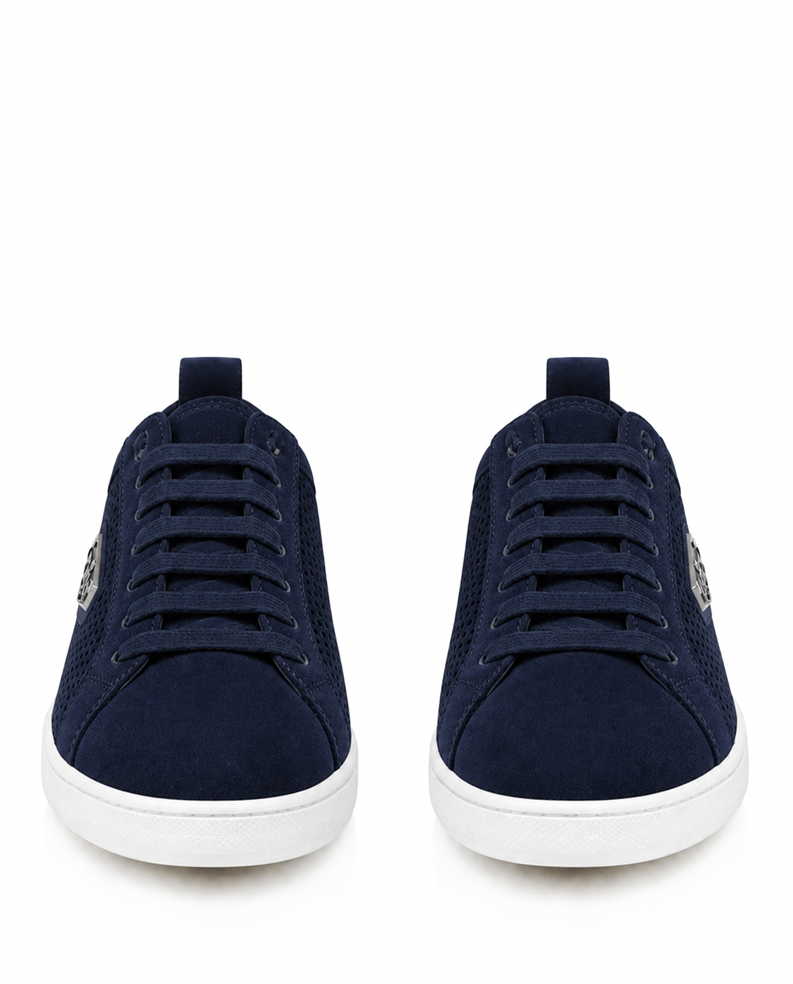 Granatowe sneakersy z zamszowymi detalami - Image #4