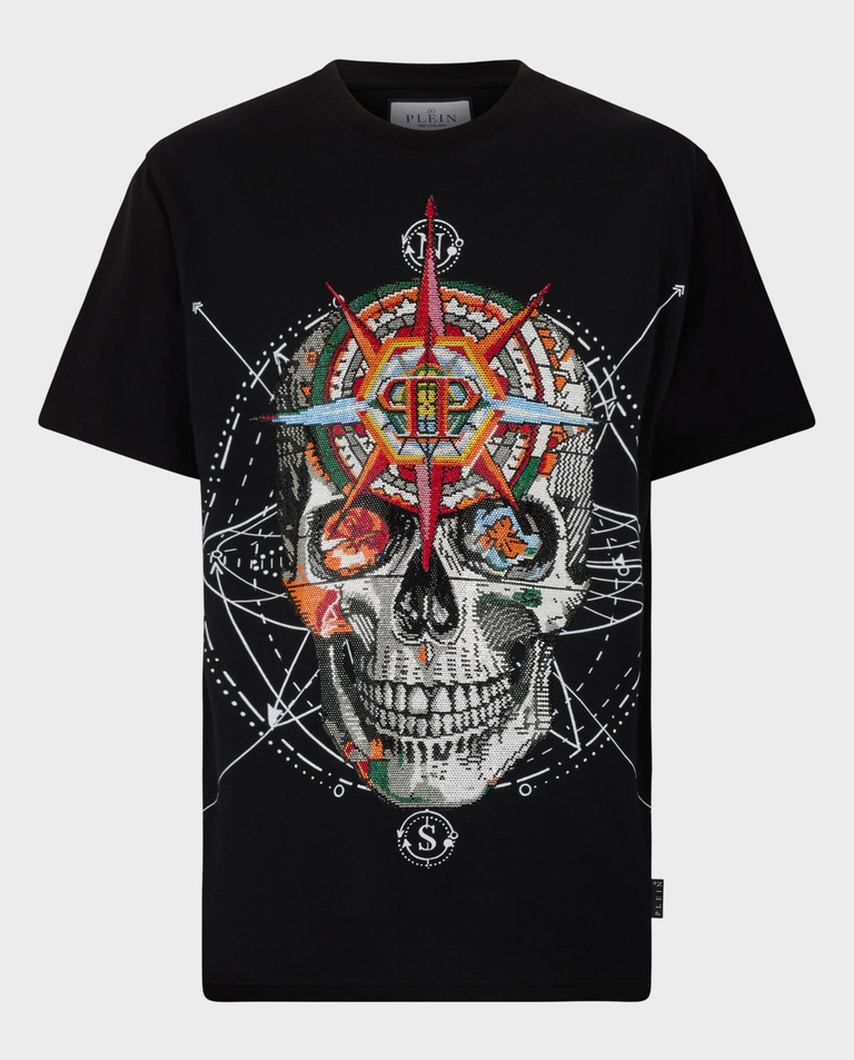 Czarny t-shirt z printem Wind Rose