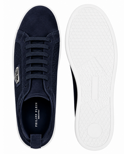Granatowe sneakersy z zamszowymi detalami - Image #7