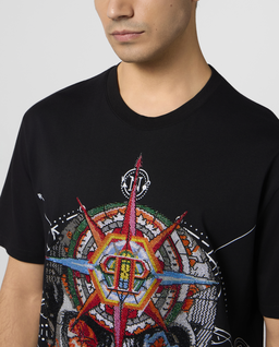 Czarny t-shirt z printem Wind Rose - Image #4