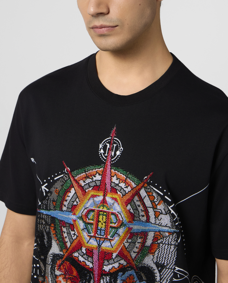 Czarny t-shirt z printem Wind Rose - Image #4