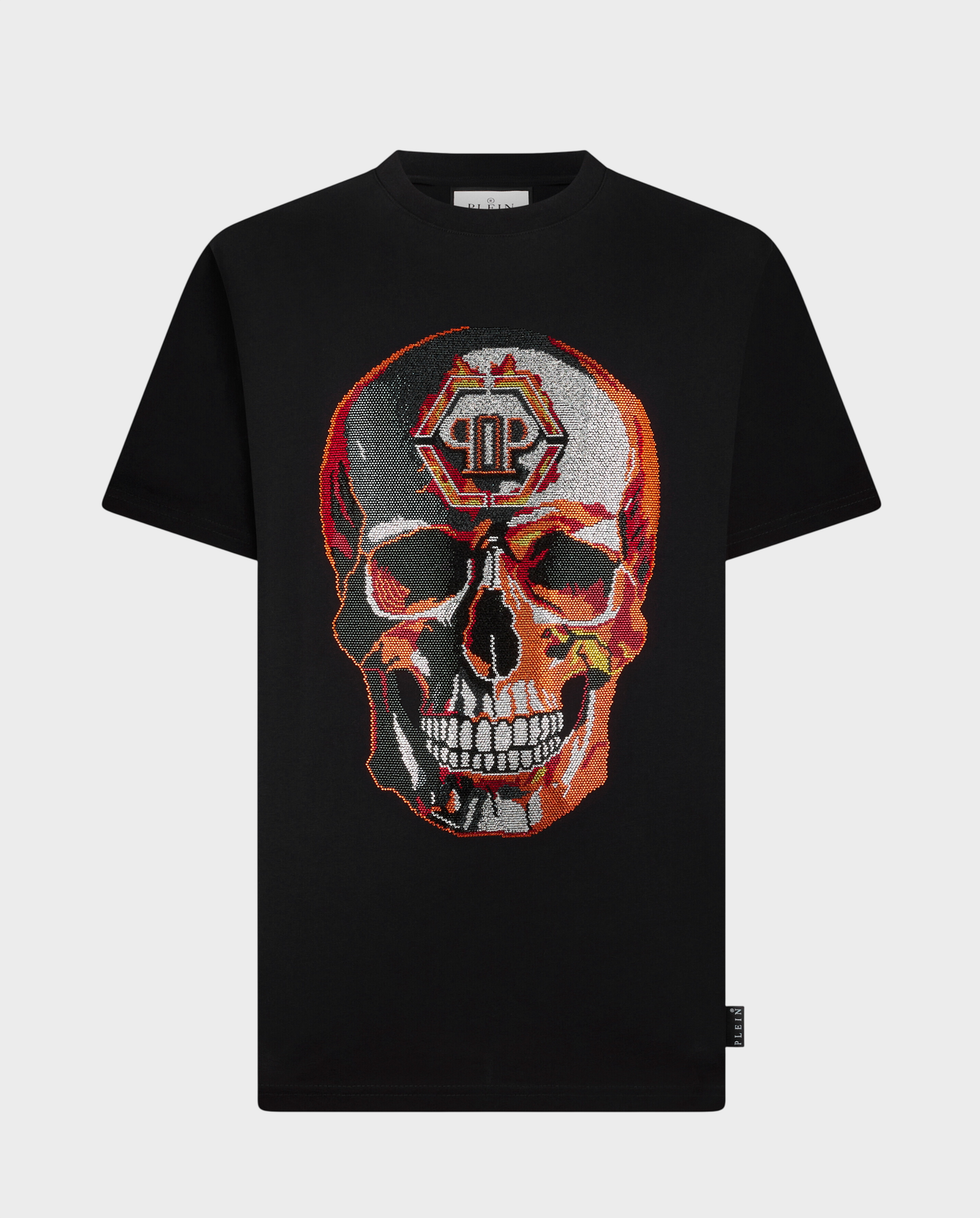 Czarny t-shirt z kryształkami Lava Skull Stones - Image #0
