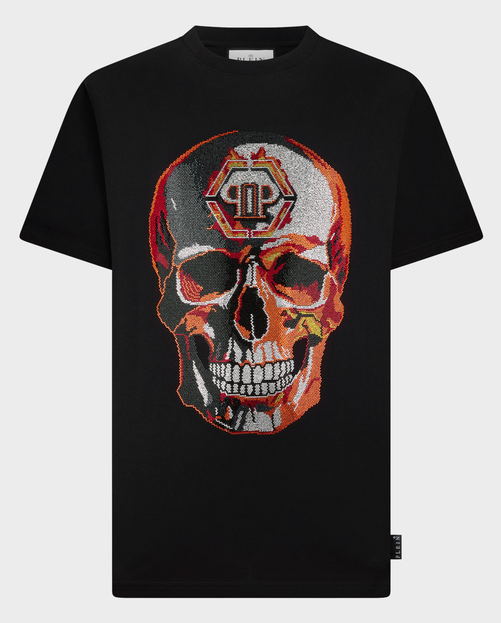 Czarny t-shirt z kryształkami Lava Skull Stones - Image #0