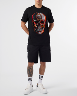 Czarny t-shirt z kryształkami Lava Skull Stones - Image #3