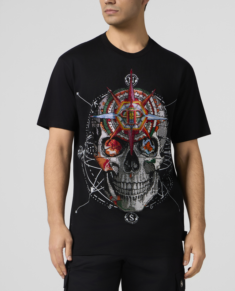 Czarny t-shirt z printem Wind Rose