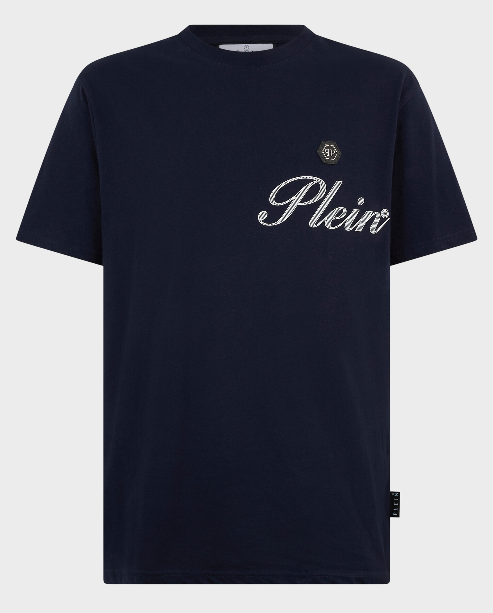 Granatowy t-shirt z logo Signature - Image #0