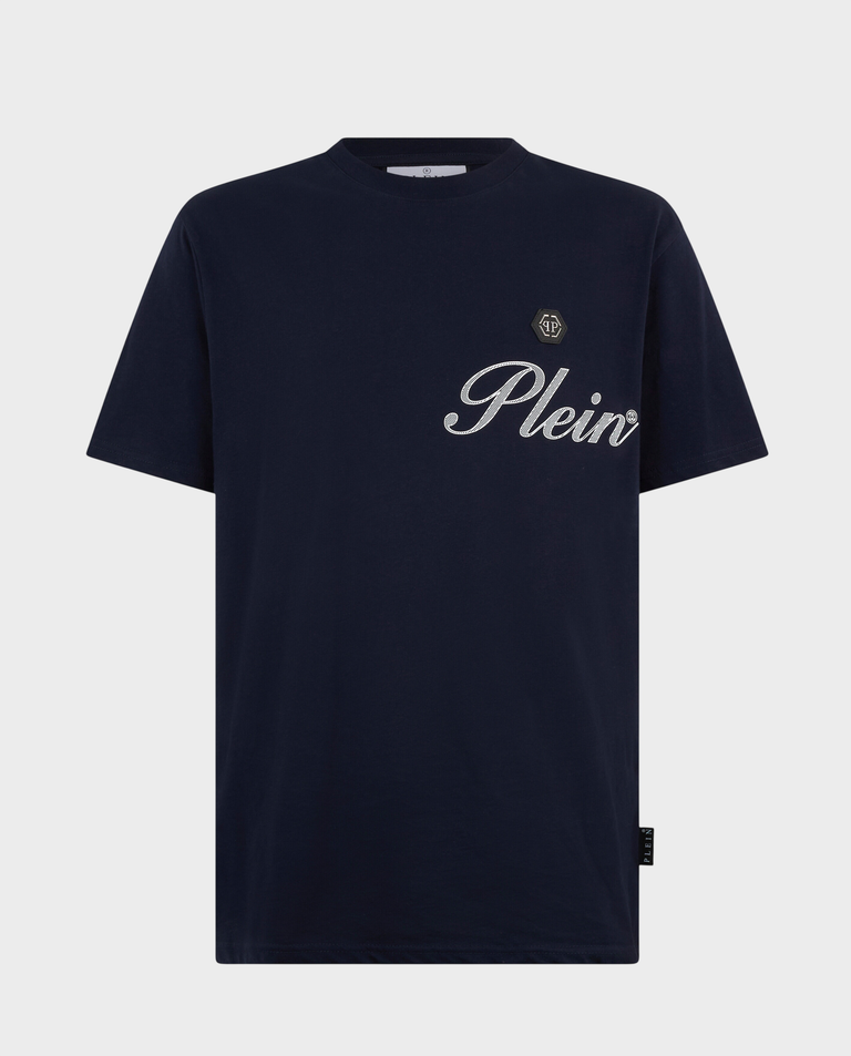Granatowy t-shirt z logo Signature