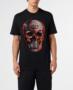 Czarny t-shirt z kryształkami Lava Skull Stones - Image #1