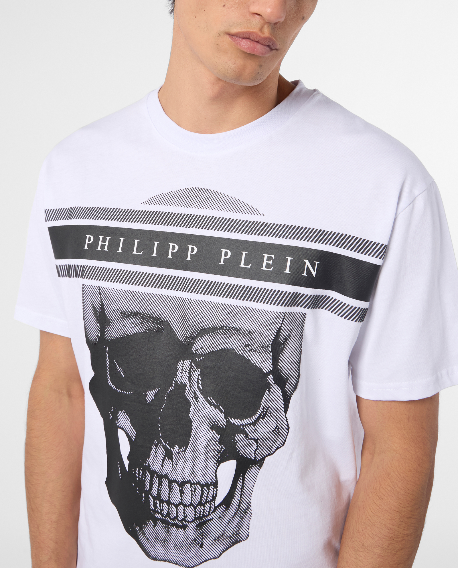Biały t-shirt z nadrukiem Skull - Image #4