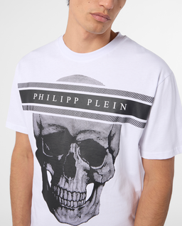 Biały t-shirt z nadrukiem Skull - Image #4