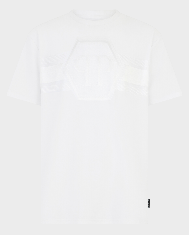 Biały t-shirt z logo Hexagon