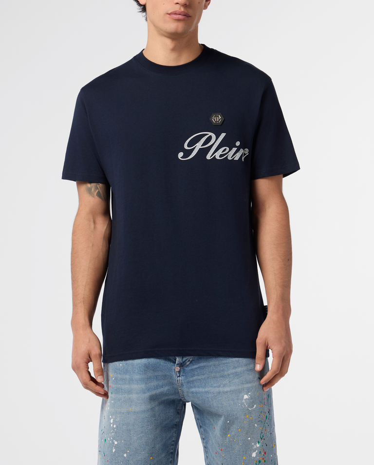Granatowy t-shirt z logo Signature