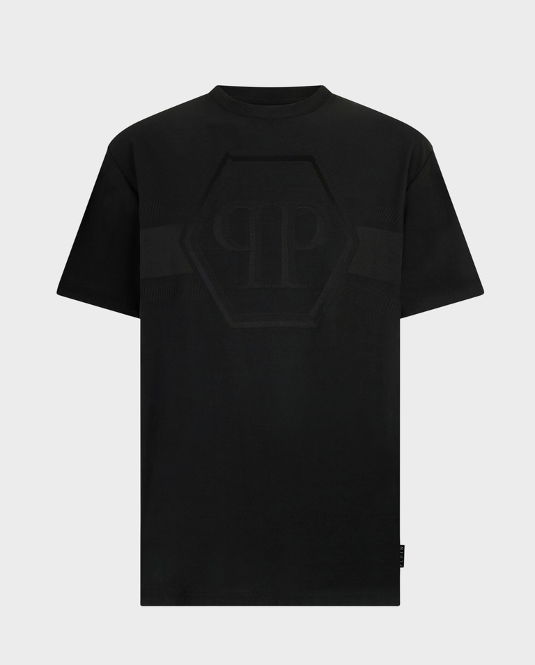 Czarny t-shirt z logo Hexagon
